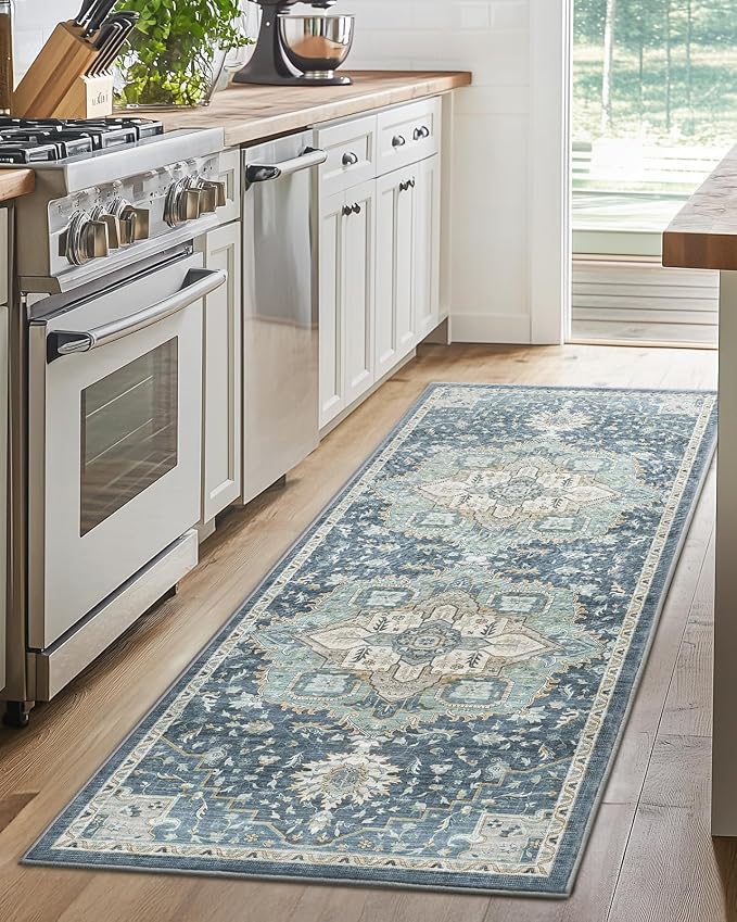 AMADA HOMEFURNISHING 2x5 Washable Runner Rug, Low-Profile Kitchen Rugs - Image 3