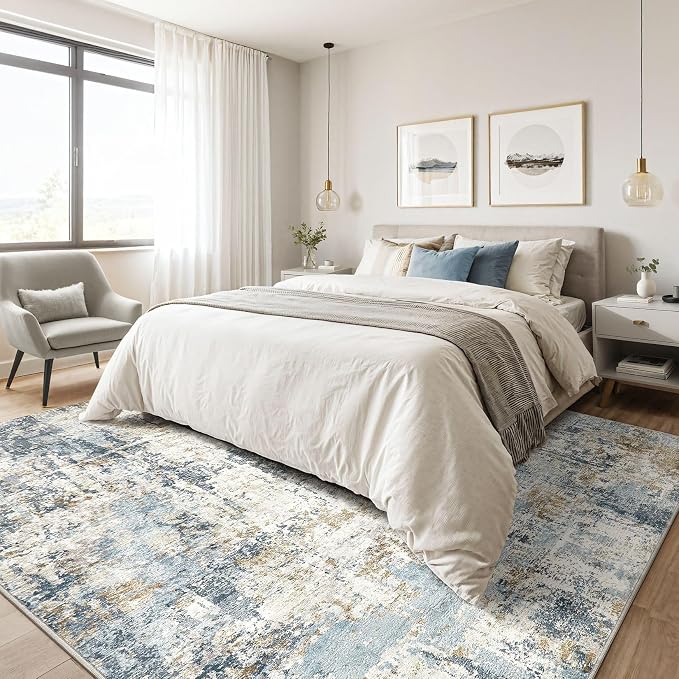 12x15 Area Rugs Washable Rug: Living Room Large Abstract Modern Soft Stain - Image 4