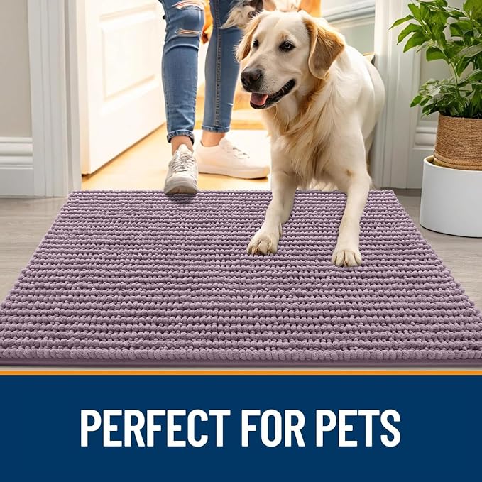 OLANLY Dog Door Mat for Muddy Paws 36x24, Ultra Absorbent Chenille Mud Doormat - Image 6