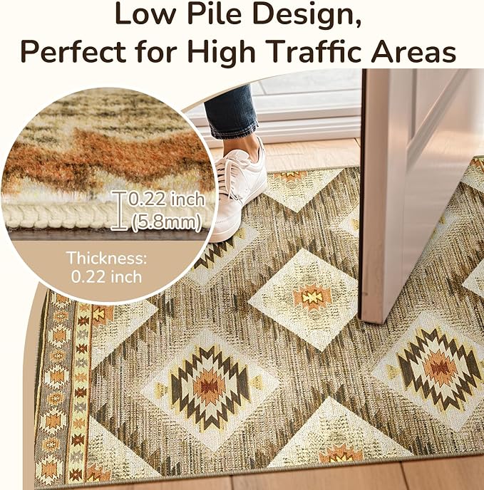 BESTSWEETIE Area Rug 4x6 Rug Machine Washable Non-Slip Low Pile Print Pattern - Image 6