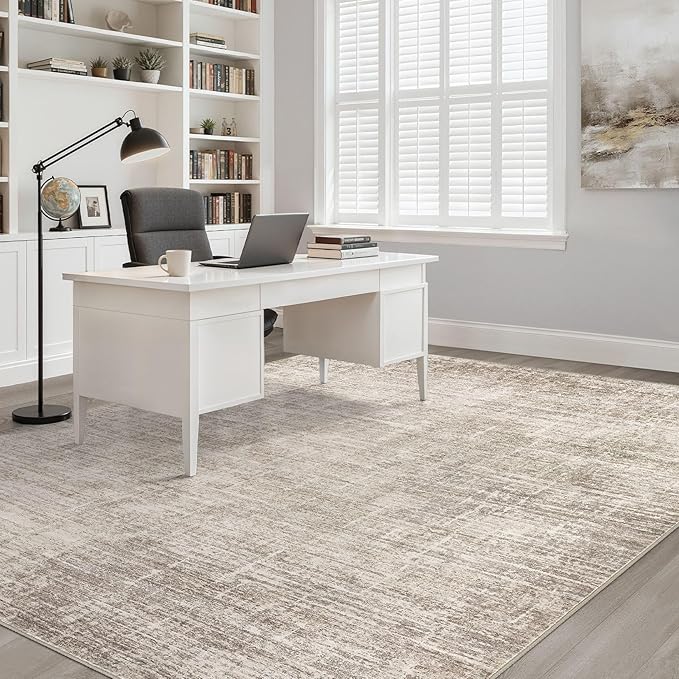 8x10 Area Rugs Living Room: Washable Large Neutral Brown Rug Abstract Soft - Image 7