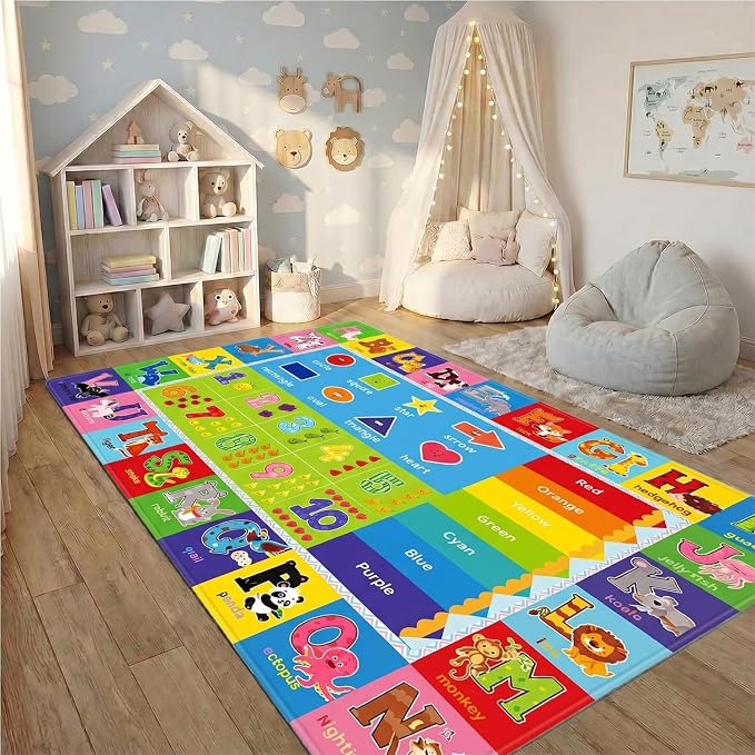 ABC Kids Play Rug, Non-Slip Classroom Carpet, 78.7" x 59" | Colorful ABC Pattern - Image 7