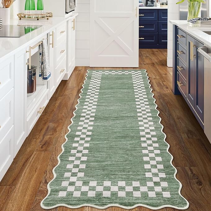 Washable Runner Rug 2x10 Modern Bordered Hallway Runner Rug Non Slip Kitchen - Image 3