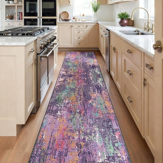 RELEANY Washable Area Rugs 2'x10' Non-Slip Modern Abstract Soft by RELEANY