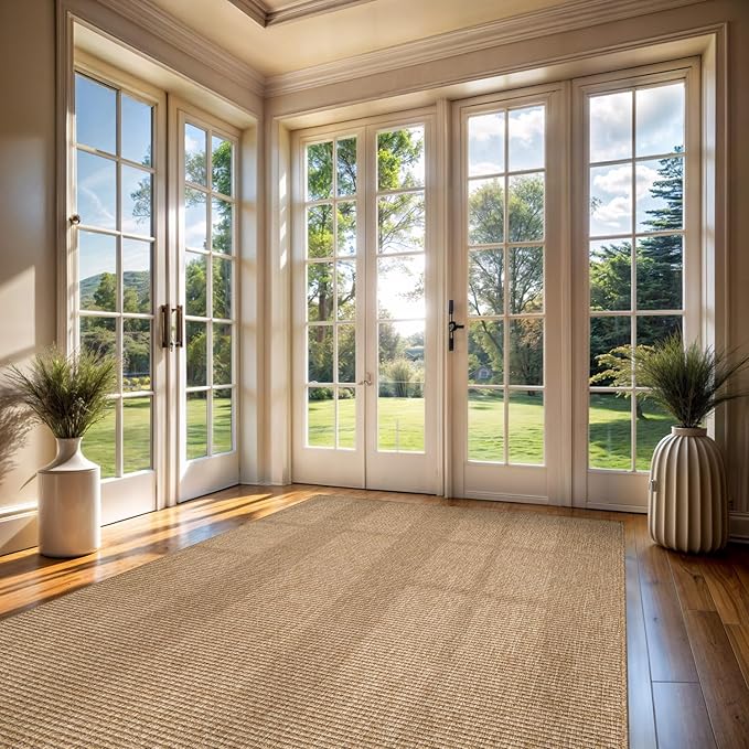 CAMILSON Easy Jute Rug 9x12, Large Indoor Outdoor Natural Color Farmhouse Area - Image 3