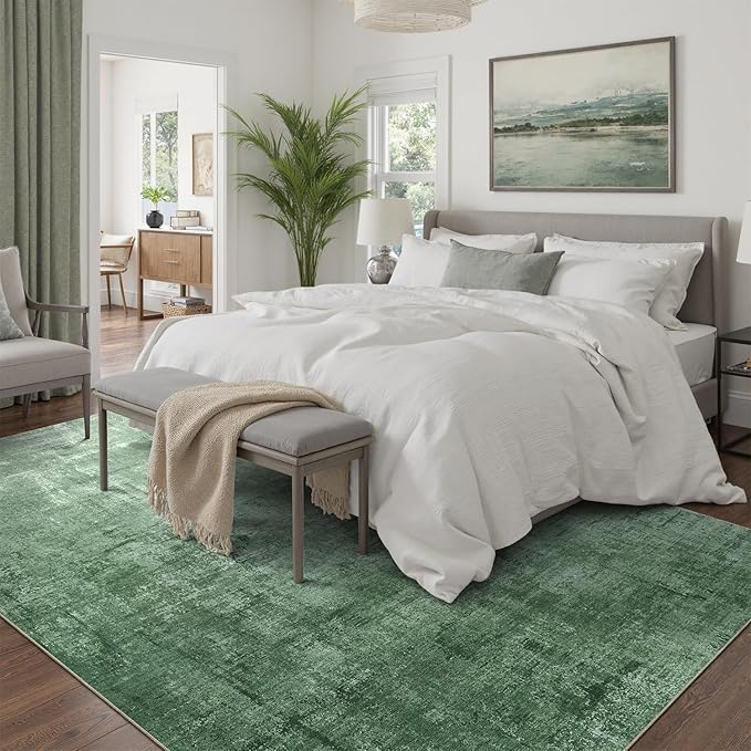 DCX Abstract Area Rug 6x9, Washable Green Modern Rug - Image 2