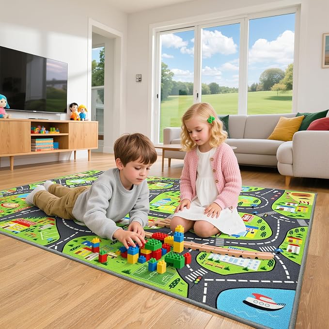 City Life Car Play Rugs, Educational and Fun Urban Road Play Mat - Image 7