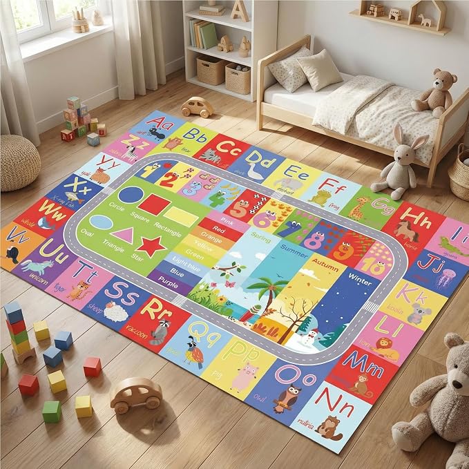 ABC Kids Rug, soft low-pile surface, non-slip backing, compact size - Image 5