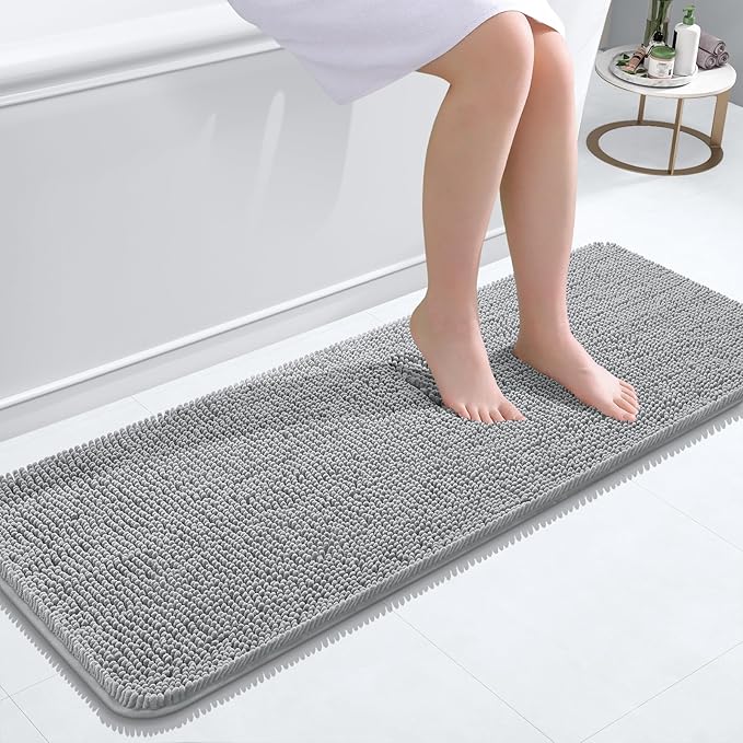 OLANLY Bathroom Runner Rugs 47x17, Soft Absorbent Chenille Bath Rugs, Rubber by OLANLY