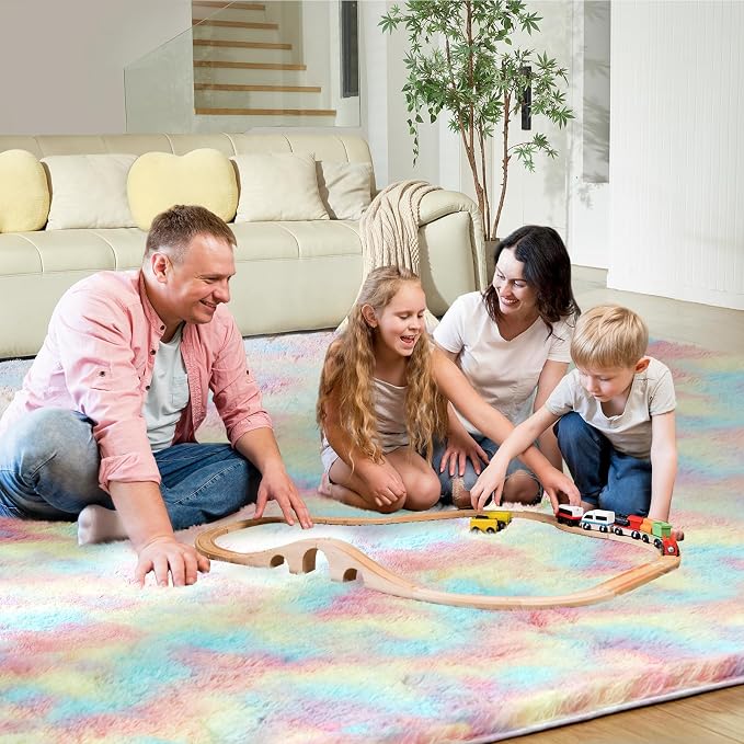 Ultra Soft Rug for Living Room, 4X6 Fluffy Shag Area Rug for Bedroom, Modern - Image 4