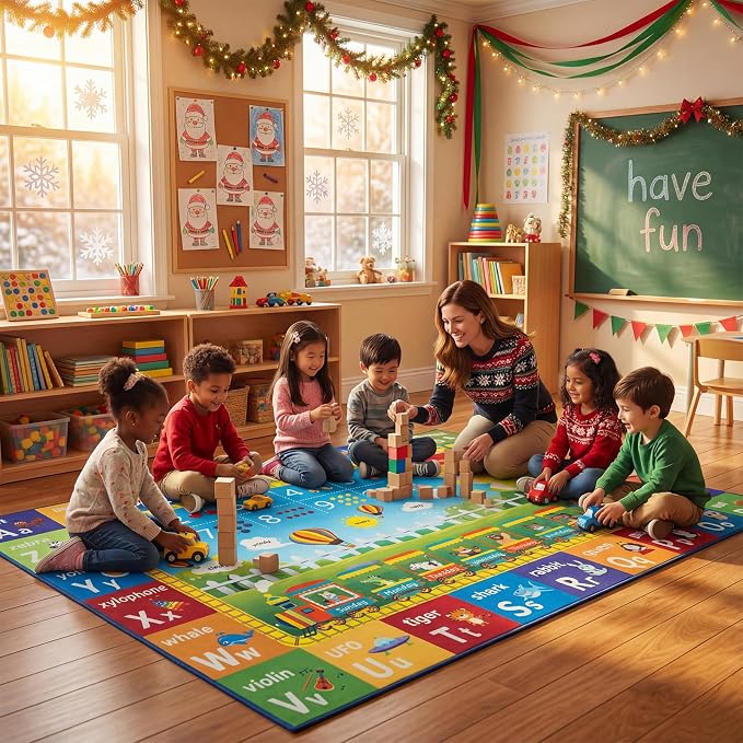 Unirea 5x7 Kids Rug for Playroom Bedroom Classroom, Washable Educational Play - Image 8