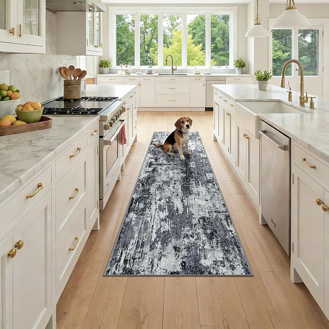 RELEANY Washable Area Rugs 2x7 Non-Slip Modern Abstract Soft by RELEANY