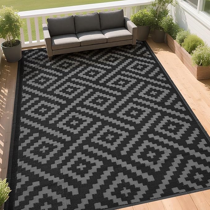 RURALITY Outdoor Rugs 5x8 Feet for Patios Clearance, Plastic Straw Waterproof - Image 3
