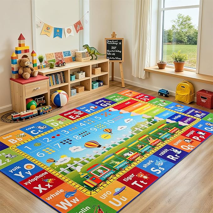 ABC Rug for Playroom Classroom Bedroom, 4x6 Kids Educational Area Rug for - Image 8