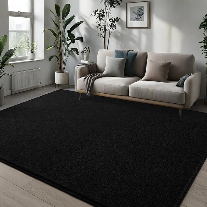 Pettop 6x9 ft Black Area Rugs for Bedroom Living Room, Washable Memory Foam - Image 3