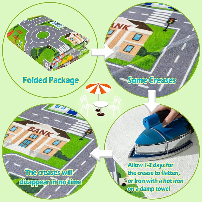 Car Rug Play Mat for Kids Toy Cars, City Road Traffic Playmat for Kid Bedroom - Image 8