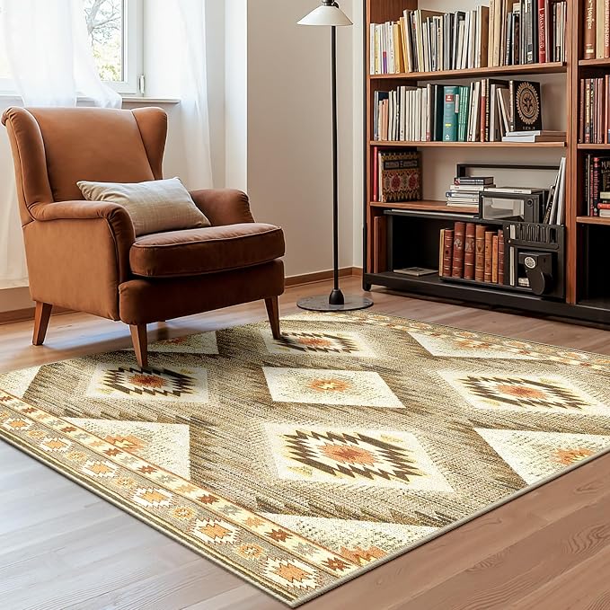 BESTSWEETIE Area Rug 4x4 Rug Machine Washable Non-Slip Low Pile Print Pattern - Image 8