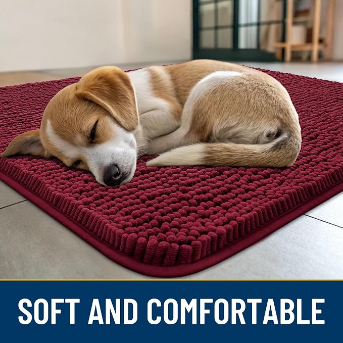 Smiry Dog Door Mat for Muddy Paws 59x35, Absorbent Dirt Trapper, Non-Slip - Image 2