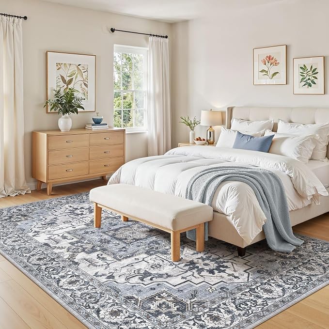 9x12 Area Rugs Living Room: Washable Vintage Rug Large Non-Slip Stain Resistant - Image 7