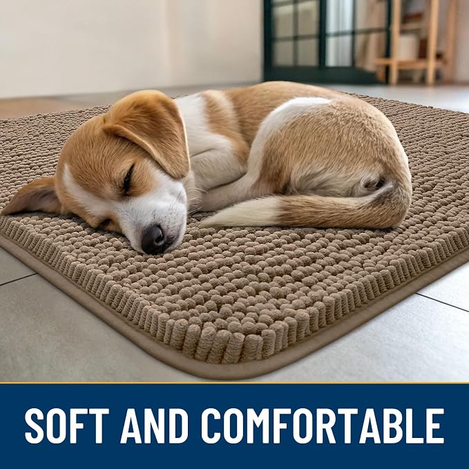 Smiry Dog Door Mat for Muddy Paws 47x24, Absorbent Dirt Trapper, Non-Slip - Image 2