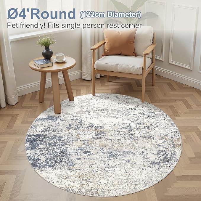 DMOYEST 4ft Round Area Rug Living Room Rugs - Image 3