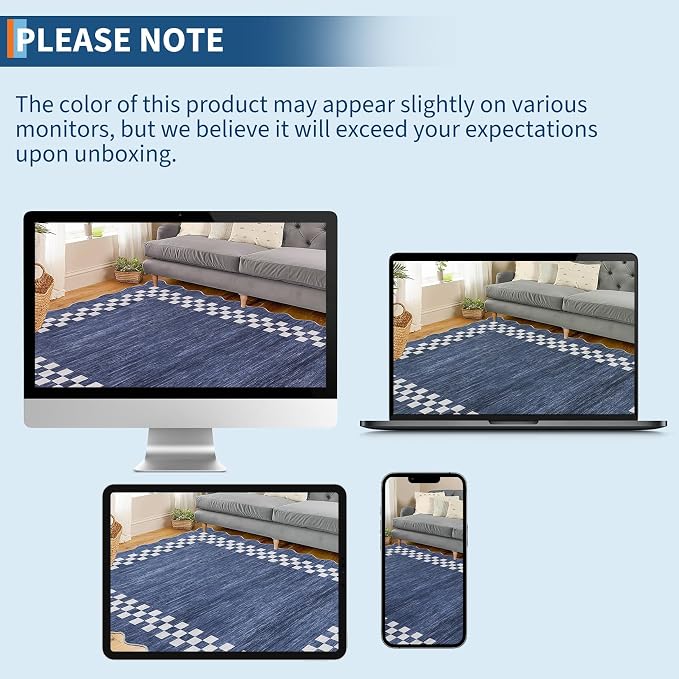 GarveeHome 10x13 Area Rug Large Living Room Scalloped Rug Non Slip Low Pile - Image 9