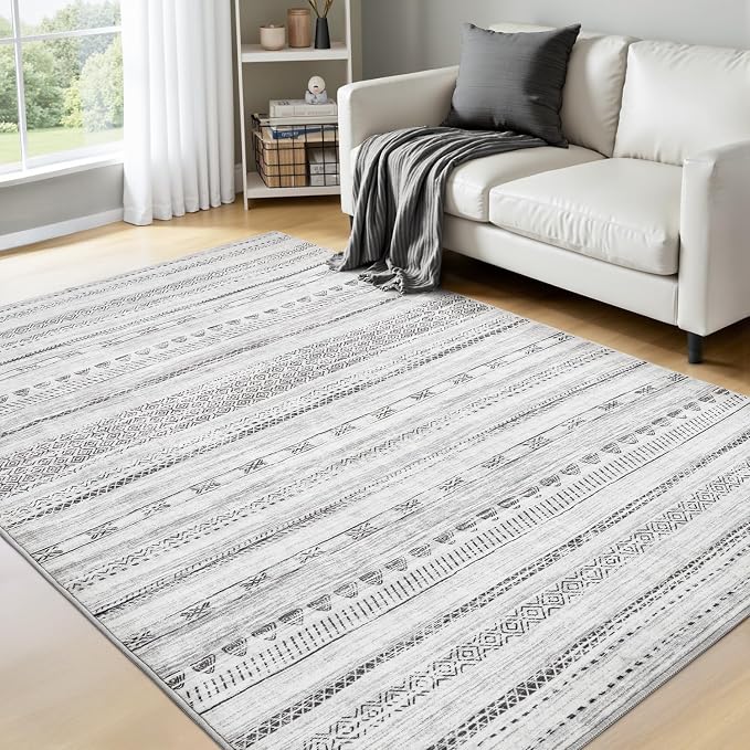 4x6 Area Rugs for Living Room Machine Washable Rug Distressed Indoor Carpet by Tchdio