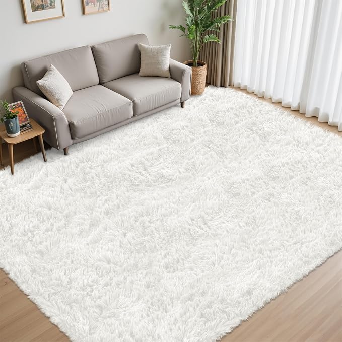 4x6 Area Rug for Living Room:Ultra Soft Fluffy Shag White Rugs, Large Fuzzy - Image 8