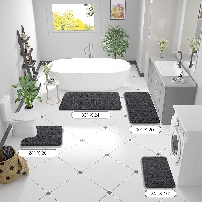 OLANLY Large Bathroom Rugs 47x32, Extra Soft Absorbent Chenille Bath Rugs - Image 2
