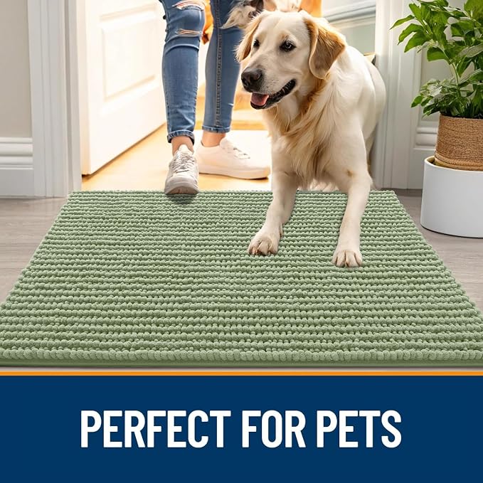 OLANLY Dog Door Mat for Muddy Paws 30x20, Ultra Absorbent Chenille Mud Doormat - Image 6