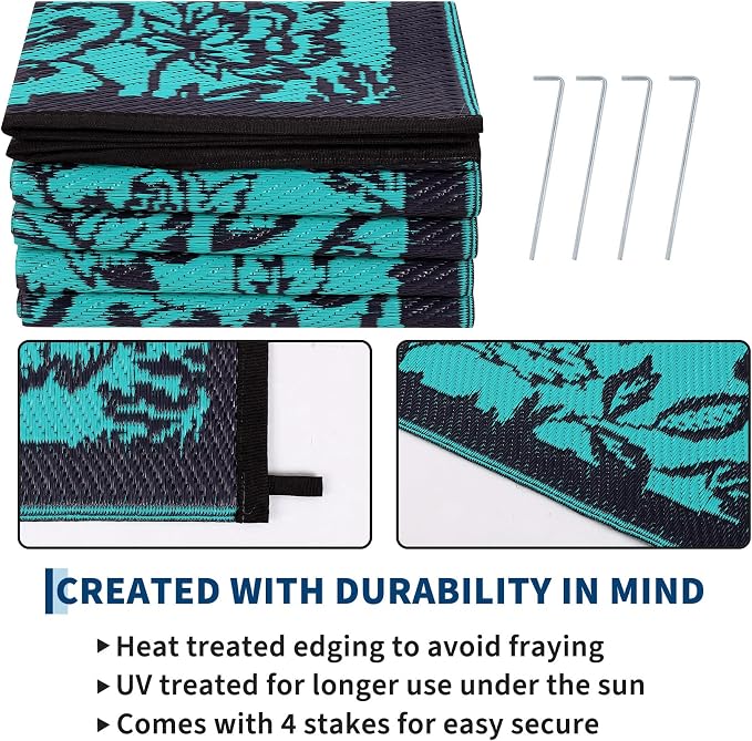 Garvee 5’x8’ Waterproof Patio Outdoor Rug, Outdoor Plastic Straw Rug - Image 5