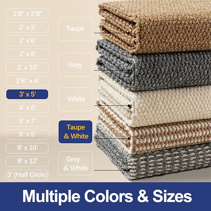 Dirt Trapping Door Mat 36x60, Taupe & White Faux Jute Entryway Rug | Low-Profile - Image 7