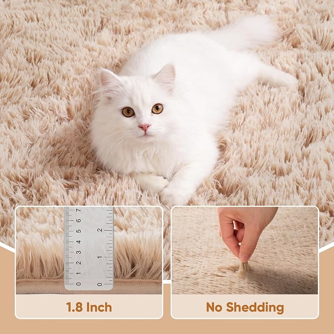 Area Rug for Living Room Bedroom: 6x9 Camel Soft Fluffy Shag Upgrade Non-Slip - Image 5