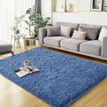 qulint Blue Rugs for Bedroom 3x5, Fluffy Shag 3x5 Area Rug for Boys Room Fuzzy by QULINT