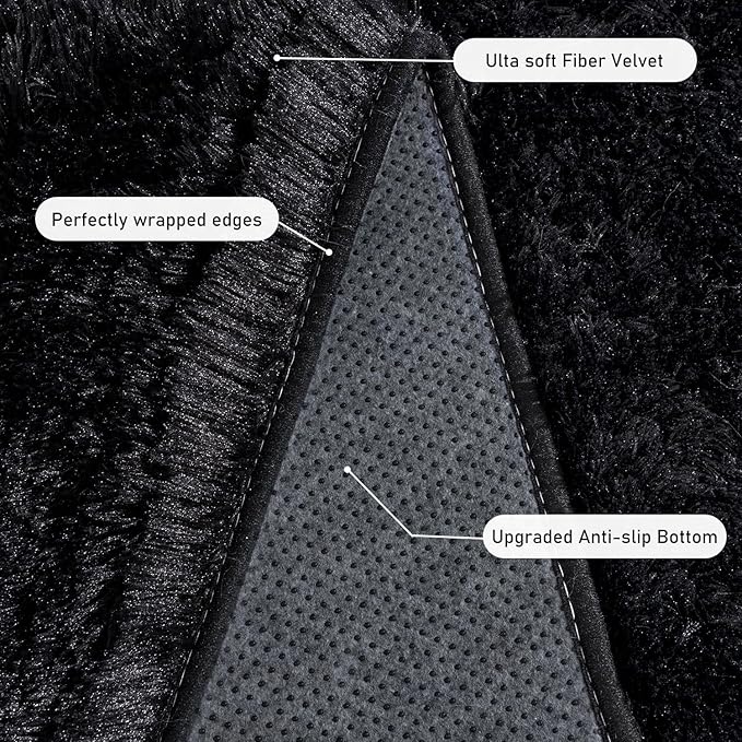 Small Black Area Rug, 2x3 Rug for Bedroom Shaggy Throw Rugs for Dorm Rug - Image 5