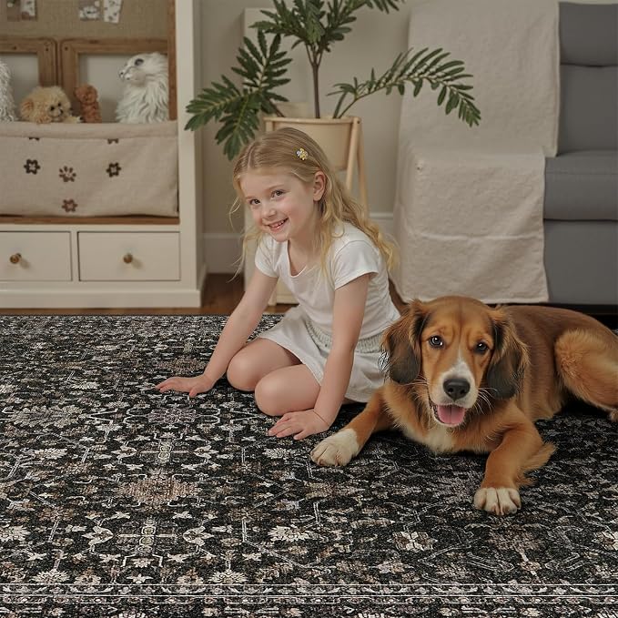 DCX Black 8x10 Rug, Kid & Pet Friendly - Image 8