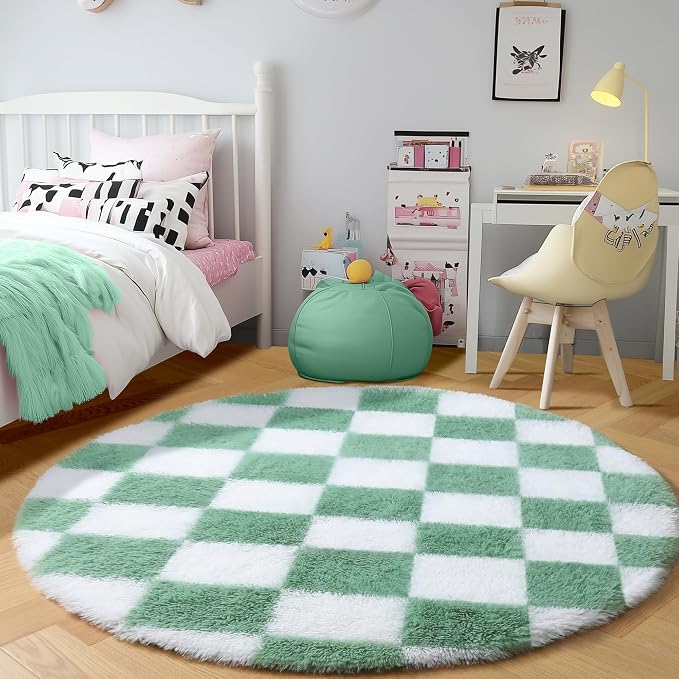 KICMOR Round Rug 4ft for Bedroom, Fluffy Soft Circle Area Rug Cute Small Living - Image 3
