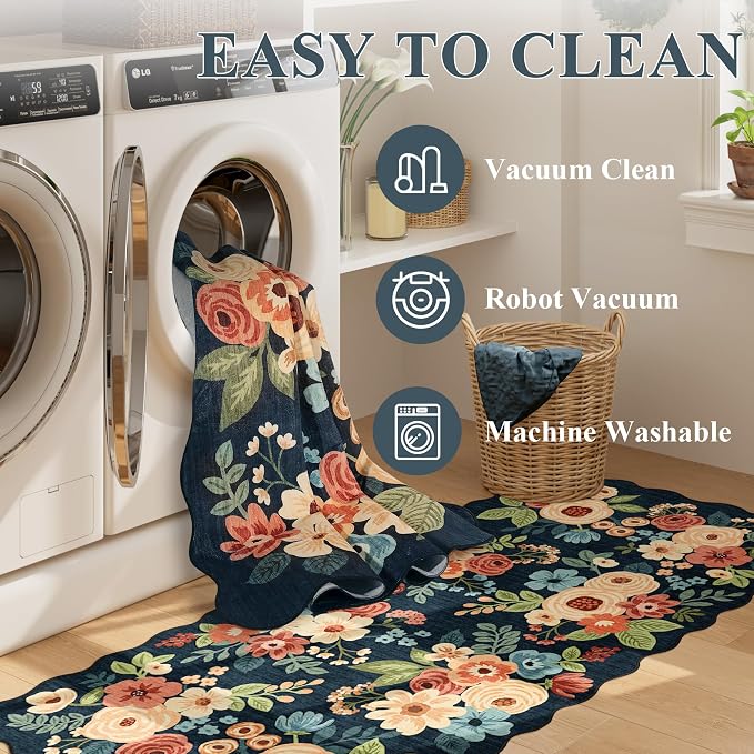 DUKINO 3x5 Area Rug, Floral Non-Slip Indoor Washable Rug - Image 6