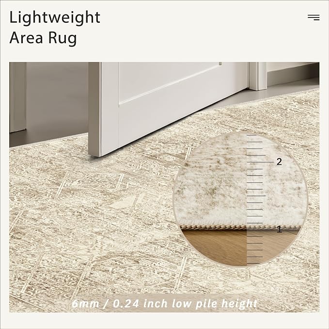 Soalmost 6x9 Area Rug for Living Room Floral Washable Non-Slip Modern Rugs for - Image 7
