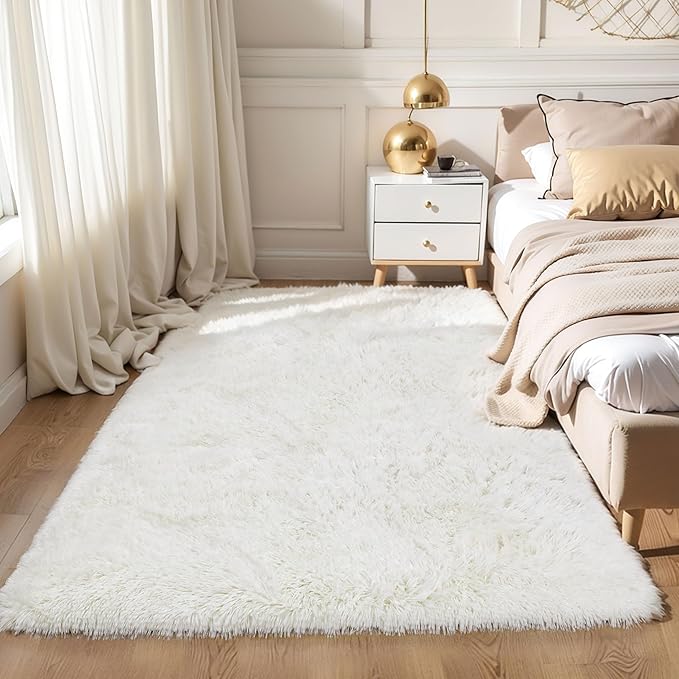 Fluffy 8x10 Large Area Rugs for Bedroom Living Room, Cream White Soft Washable - Image 7