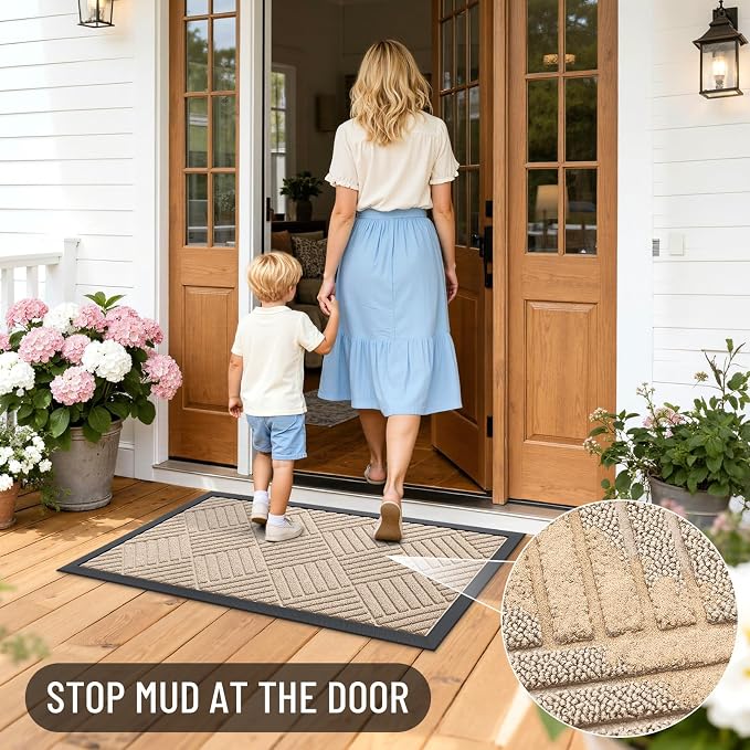 OLANLY Front Door Mat Outside Entrance 33x21, Heavy Duty Sturdy Natural Rubber - Image 6