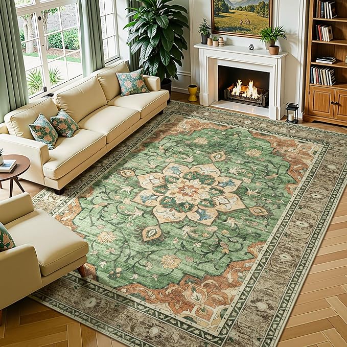 Lessymo Washable Area Rug for Living Room, 9x12 Large Rugs by Lessymo