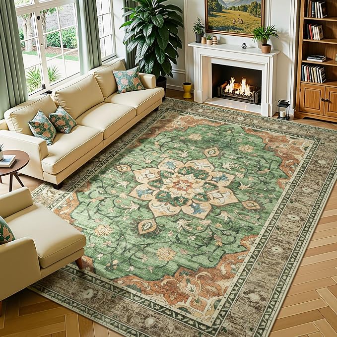 Lessymo Washable Area Rug for Living Room, 8x10 Large Rugs by Lessymo
