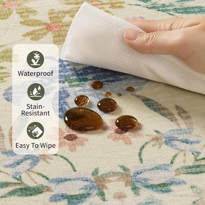 Rugxara 2x6 Floral Runner Rug, Washable Runners - Image 8