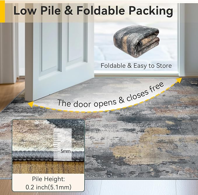 RELEANY Washable Area Rugs 5'x7' Non-Slip Modern Abstract Soft - Image 6