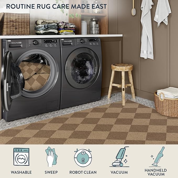 Lahome Checkered Easy Jute Indoor Outdoor Rug, 5x7 Area Rugs - Image 6