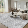 Latte&Fog 8x10 Area Rugs for Living Room, Large Vintage Grey Washable Rug by LatteFog