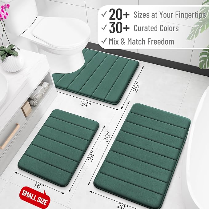 OLANLY Memory Foam Bath Mat 35x24, Super Soft Absorbent Bathroom Rugs, Quick Dry - Image 2