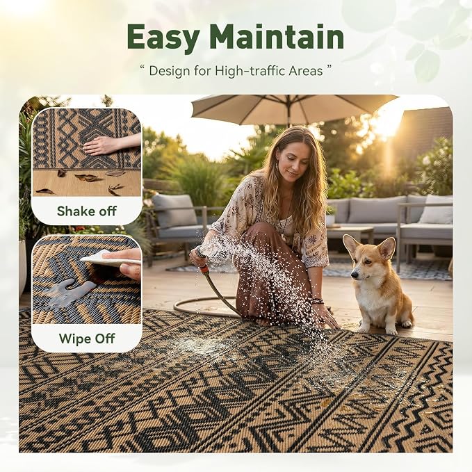 MontVoo Outdoor Rug 8x10 Waterproof Outdoor Patio Rug Mat Reverisble Plastic - Image 8