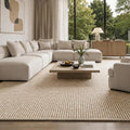 Faux Jute Area Rug 5'x7', Washable & Non-Slip, Taupe & White | 0.27" Low Pile by Unknown
